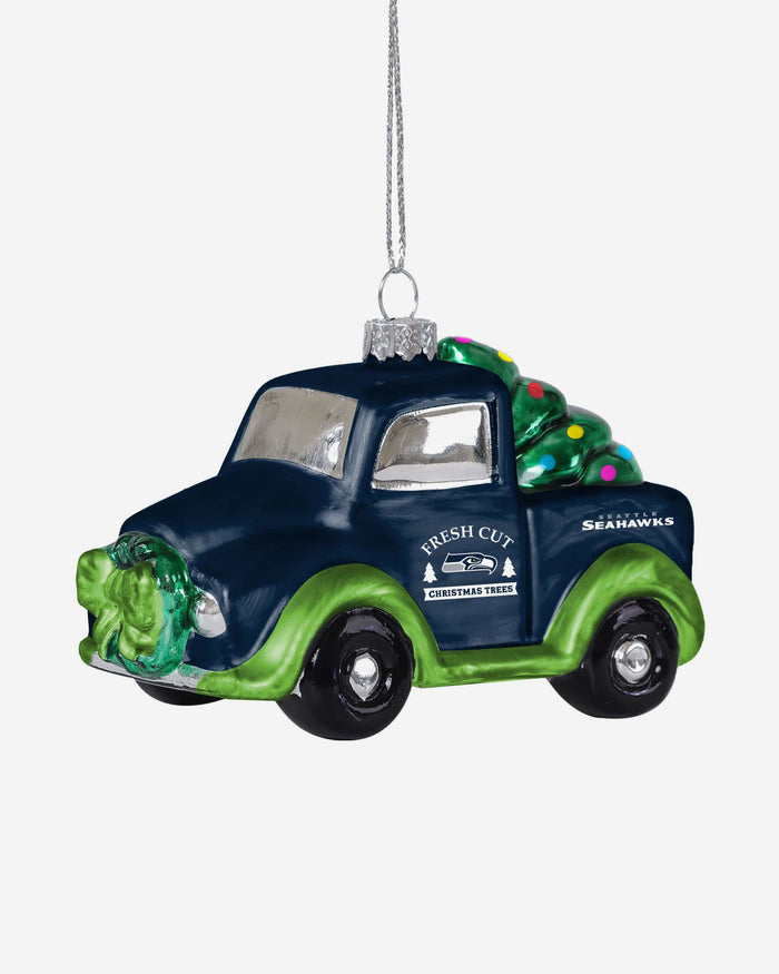 Seattle Seahawks Blown Glass Truck Ornament FOCO - FOCO.com