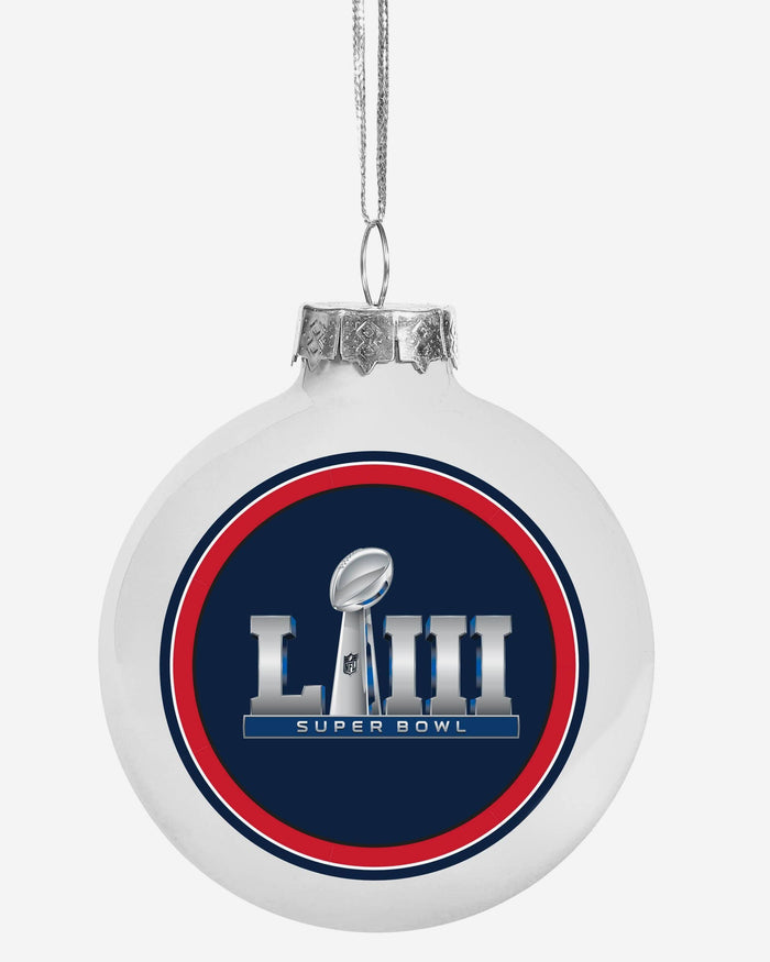 New England Patriots Super Bowl LIII Champions Glass Ball Ornament FOCO - FOCO.com