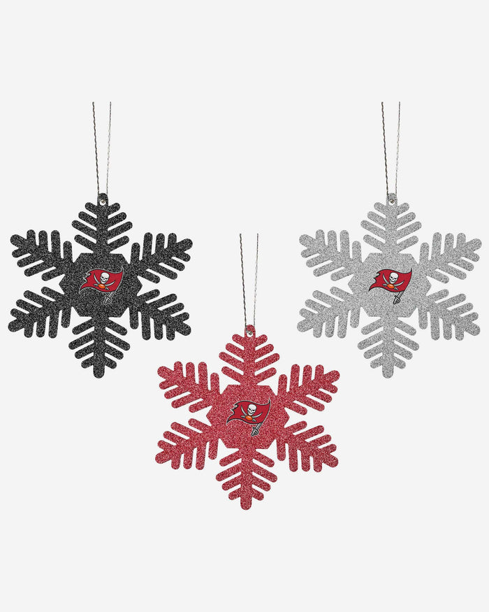 Tampa Bay Buccaneers 3 Pack Metal Glitter Snowflake Ornament FOCO - FOCO.com