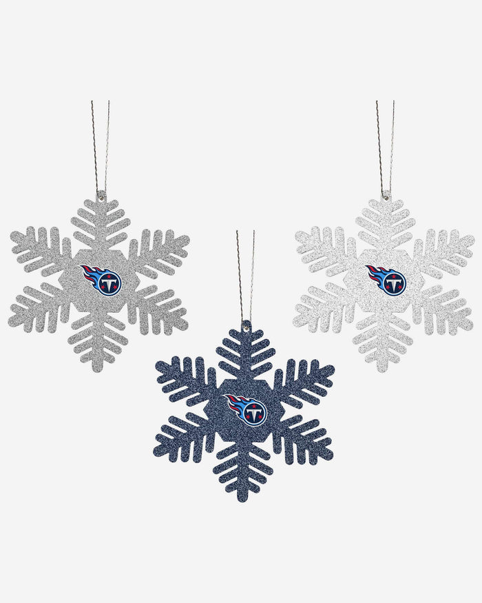 Tennessee Titans 3 Pack Metal Glitter Snowflake Ornament FOCO - FOCO.com