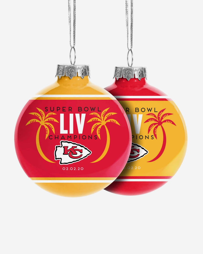 Kansas City Chiefs Super Bowl LIV Champions 2 Pack Glass Ball Ornament FOCO - FOCO.com