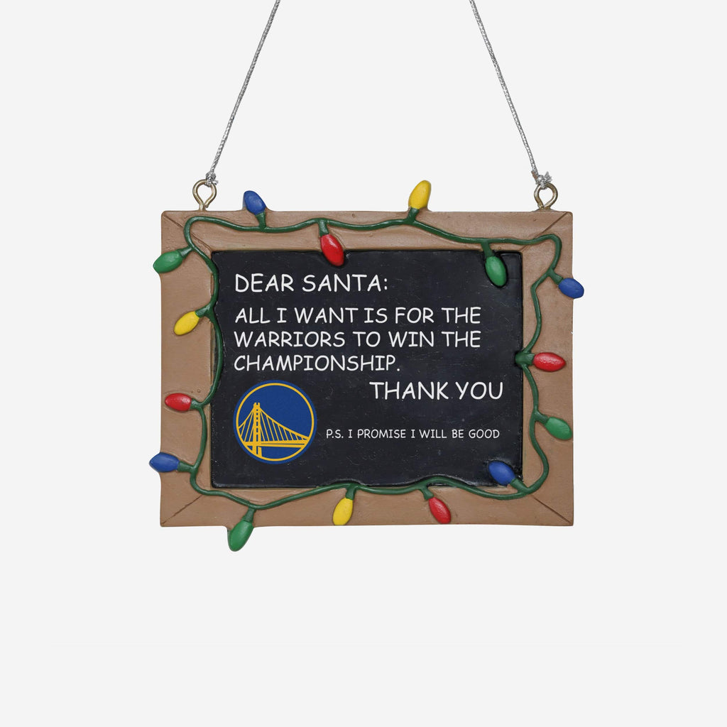 Golden State Warriors Resin Chalkboard Sign Ornament FOCO - FOCO.com