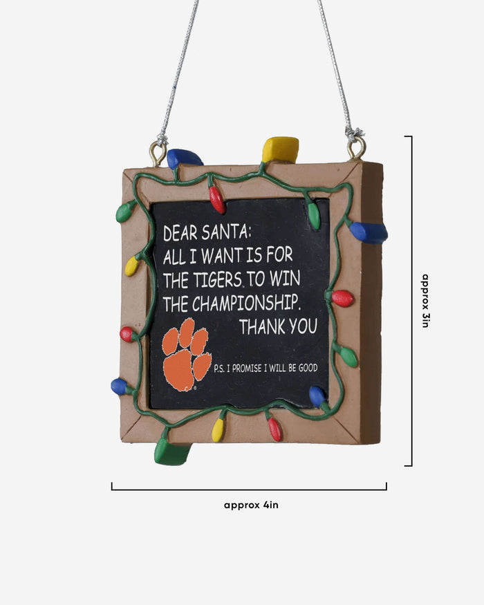 Clemson Tigers Resin Chalkboard Sign Ornament FOCO - FOCO.com