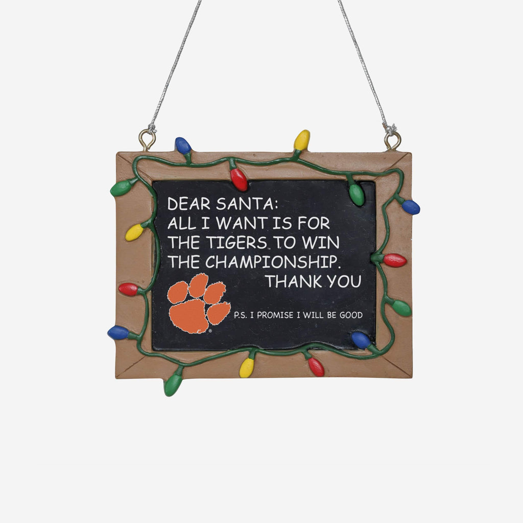 Clemson Tigers Resin Chalkboard Sign Ornament FOCO - FOCO.com