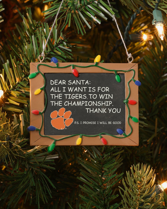 Clemson Tigers Resin Chalkboard Sign Ornament FOCO - FOCO.com