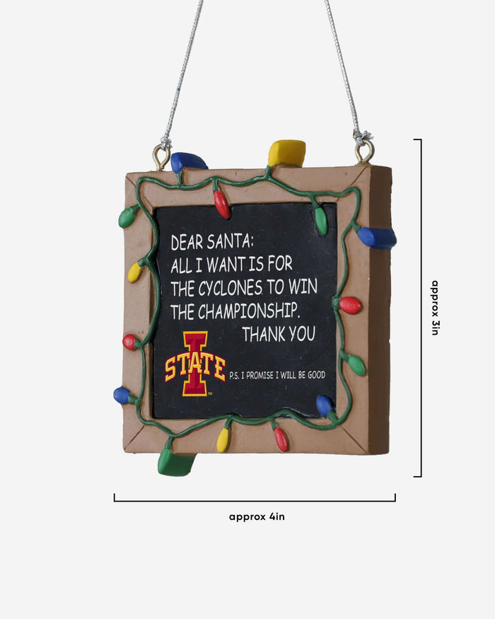 Iowa State Cyclones Chalkboard Sign Ornament FOCO - FOCO.com