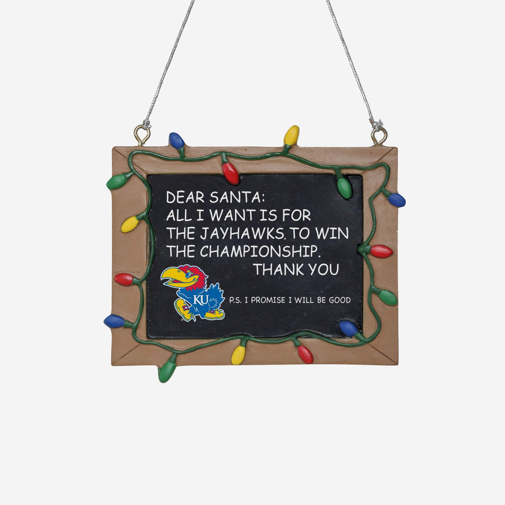 Kansas Jayhawks Chalkboard Sign Ornament FOCO - FOCO.com