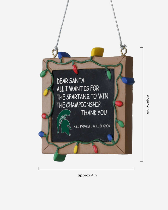 Michigan State Spartans Resin Chalkboard Sign Ornament FOCO - FOCO.com