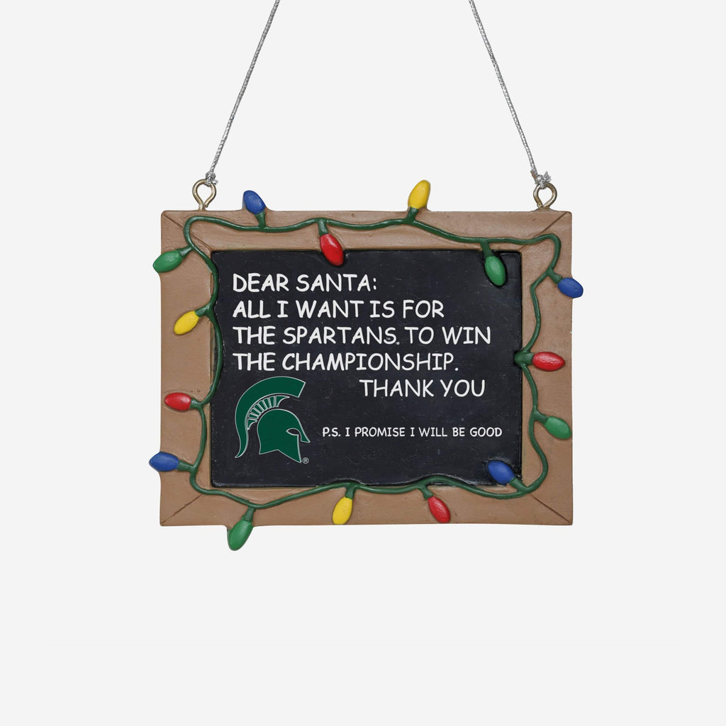 Michigan State Spartans Resin Chalkboard Sign Ornament FOCO - FOCO.com