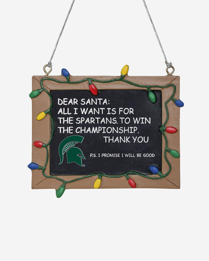 Michigan State Spartans Resin Chalkboard Sign Ornament FOCO - FOCO.com