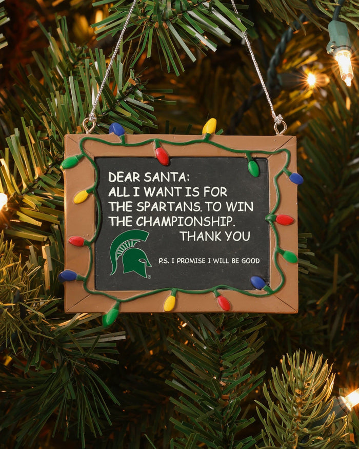 Michigan State Spartans Resin Chalkboard Sign Ornament FOCO - FOCO.com