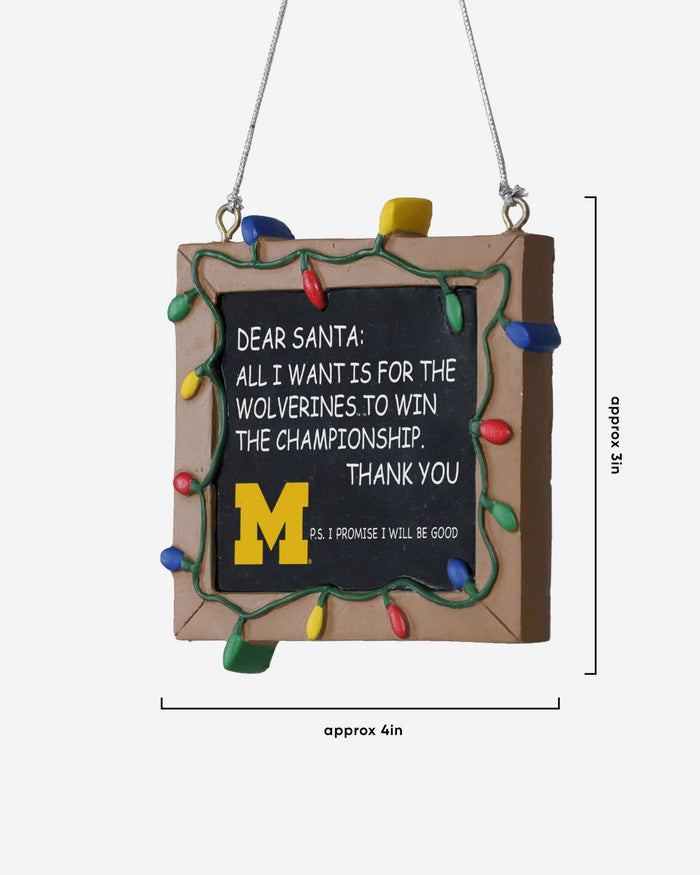 Michigan Wolverines Chalkboard Sign Ornament FOCO - FOCO.com