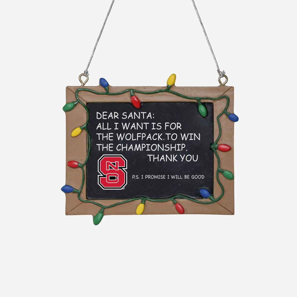 NC State Wolfpack Chalkboard Sign Ornament FOCO - FOCO.com