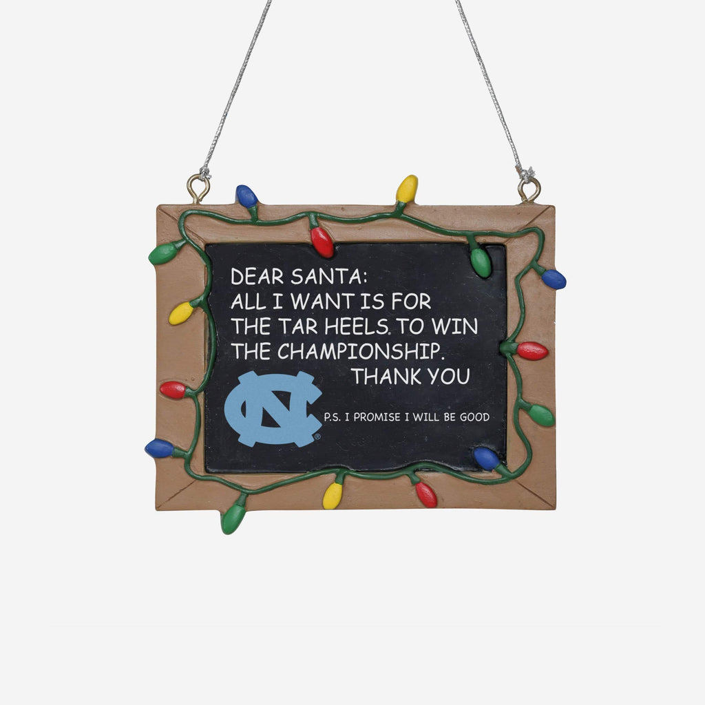 North Carolina Tar Heels Resin Chalkboard Sign Ornament FOCO - FOCO.com