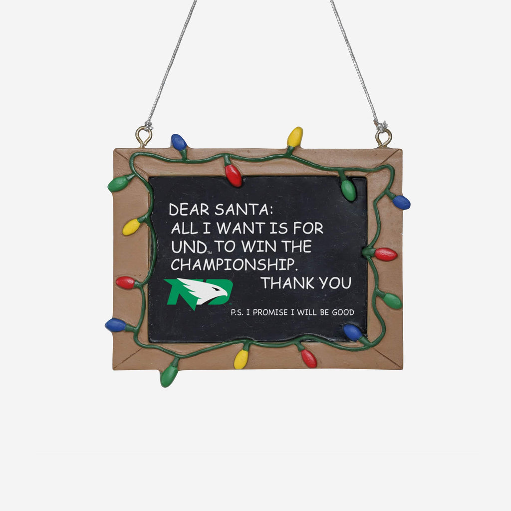 North Dakota Fighting Hawks Resin Chalkboard Sign Ornament FOCO - FOCO.com