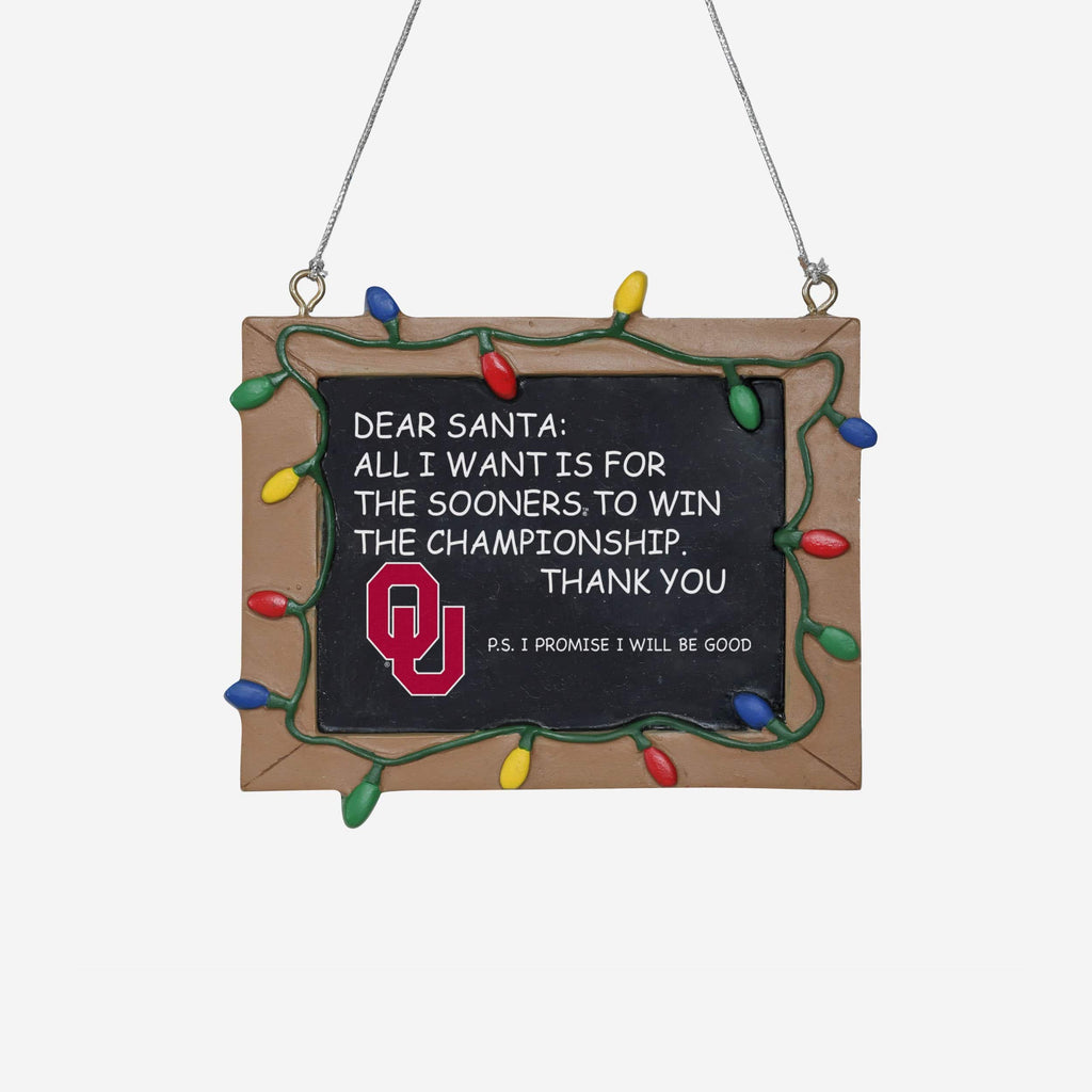 Oklahoma Sooners Resin Chalkboard Sign Ornament FOCO - FOCO.com