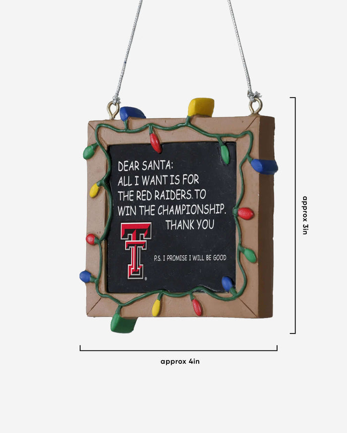 Texas Tech Red Raiders Chalkboard Sign Ornament FOCO - FOCO.com