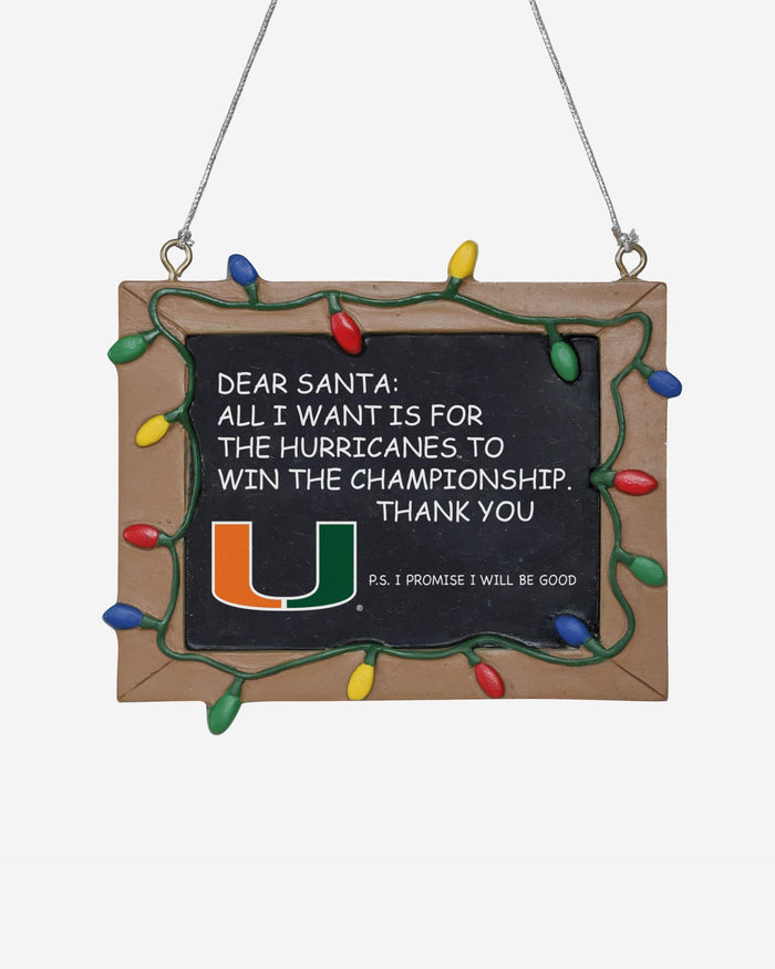 Miami Hurricanes Resin Chalkboard Sign Ornament FOCO - FOCO.com