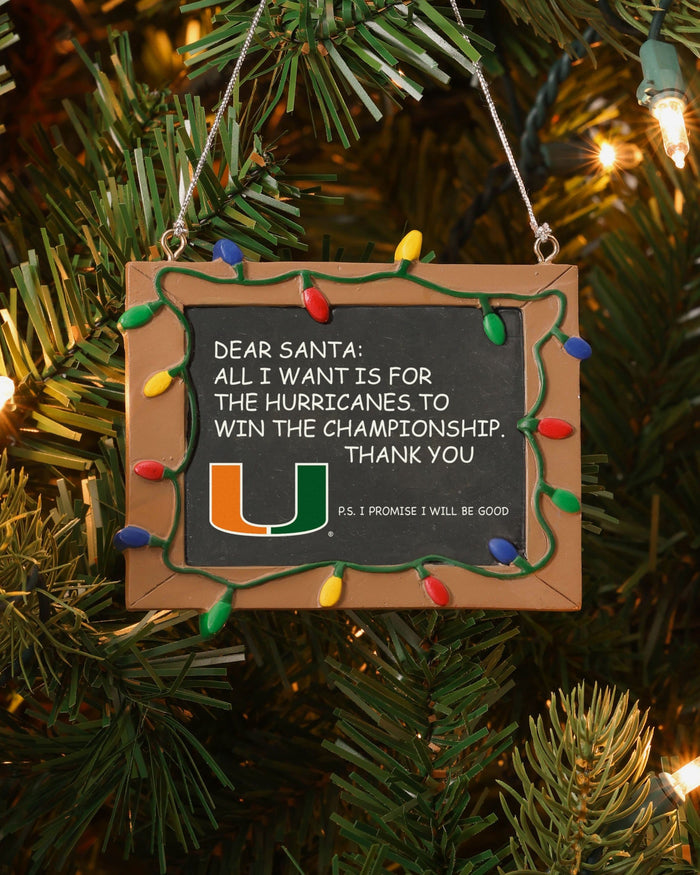 Miami Hurricanes Resin Chalkboard Sign Ornament FOCO - FOCO.com