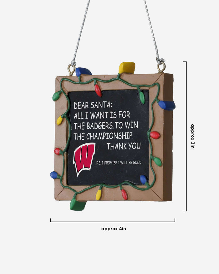 Wisconsin Badgers Chalkboard Sign Ornament FOCO - FOCO.com