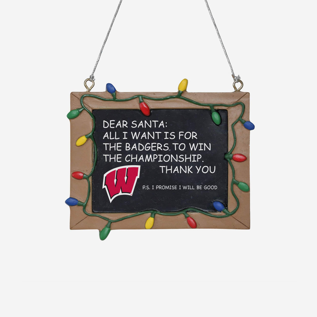 Wisconsin Badgers Chalkboard Sign Ornament FOCO - FOCO.com