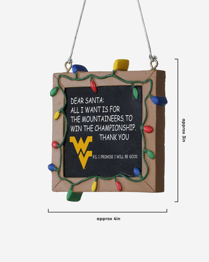 West Virginia Mountaineers Resin Chalkboard Sign Ornament FOCO - FOCO.com