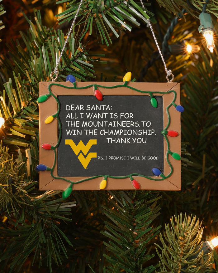 West Virginia Mountaineers Resin Chalkboard Sign Ornament FOCO - FOCO.com