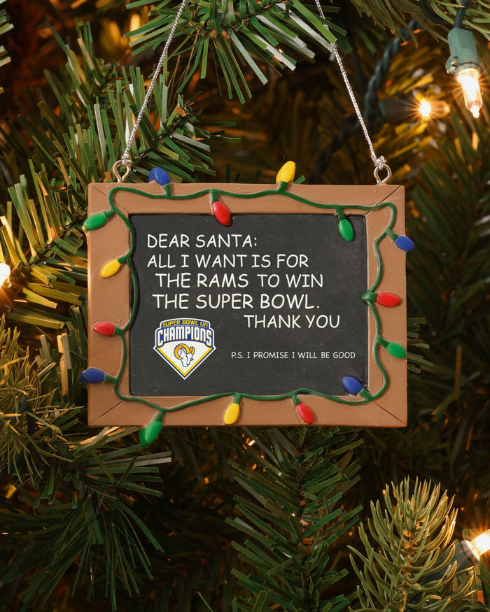 Los Angeles Rams Super Bowl LVI Champions Chalkboard Sign Ornament FOCO - FOCO.com