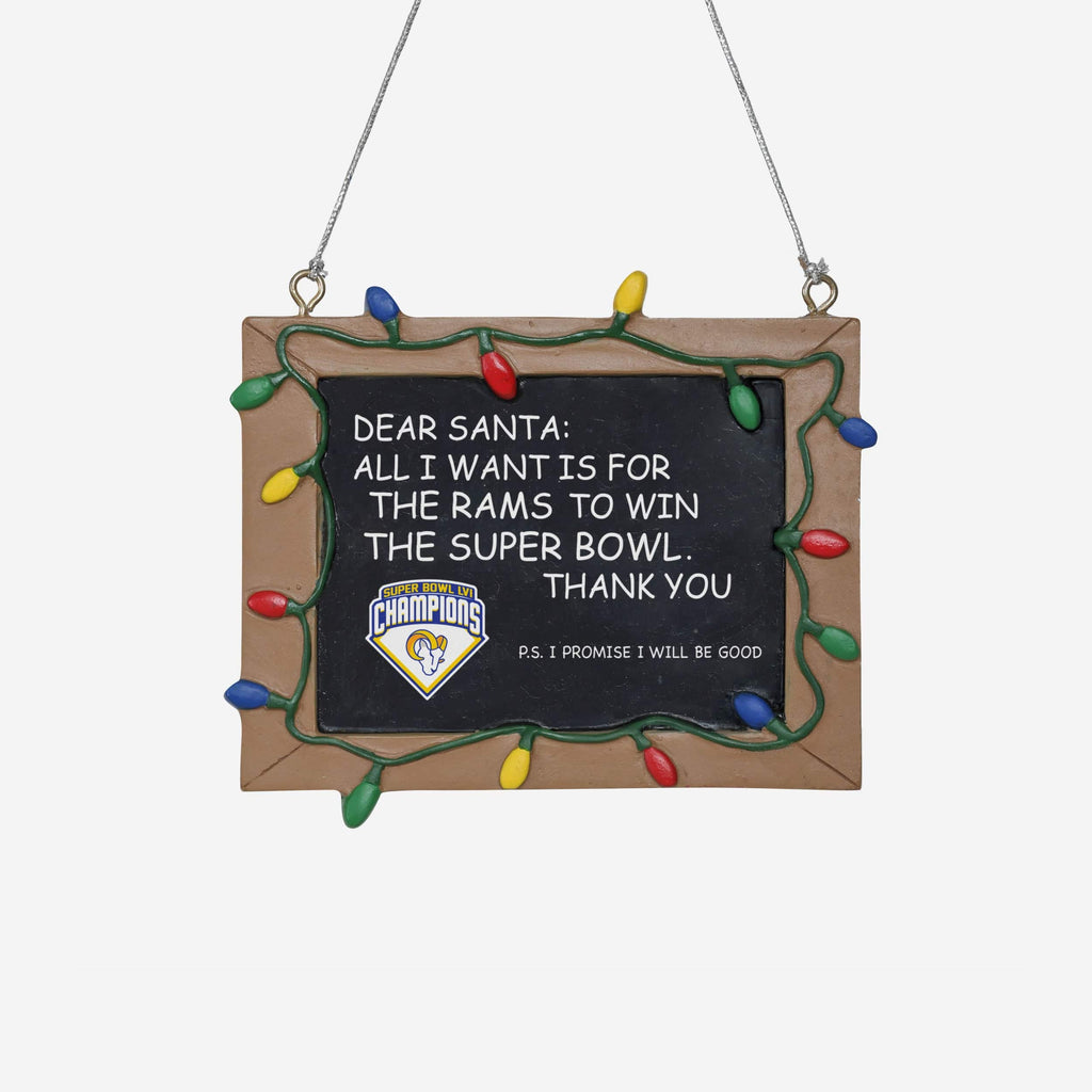 Los Angeles Rams Super Bowl LVI Champions Chalkboard Sign Ornament FOCO - FOCO.com