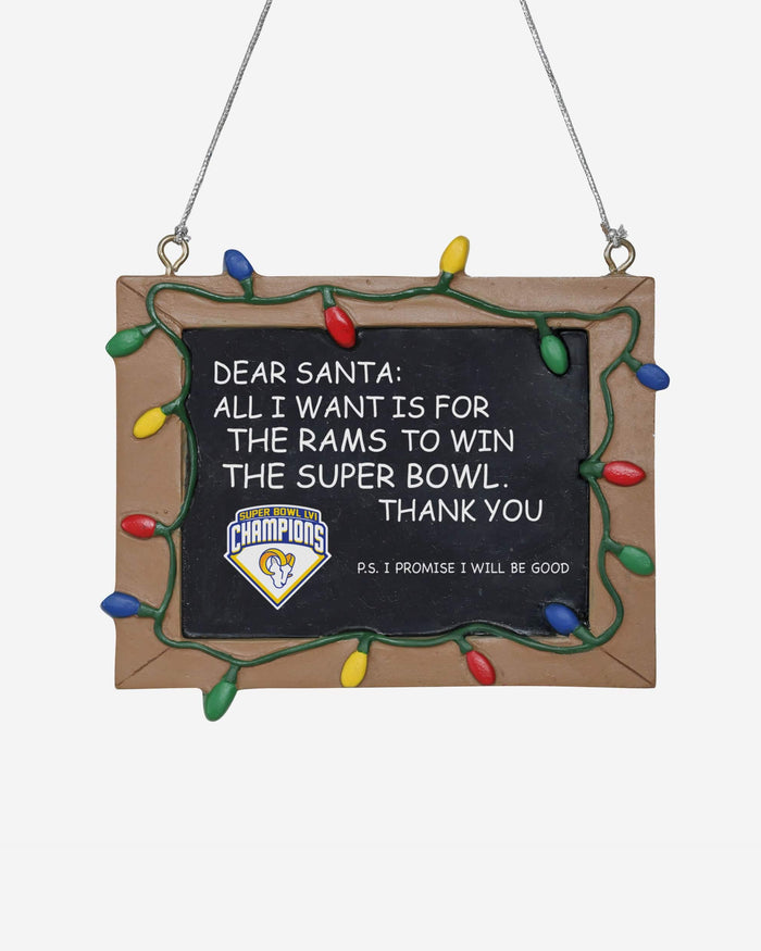 Los Angeles Rams Super Bowl LVI Champions Chalkboard Sign Ornament FOCO - FOCO.com