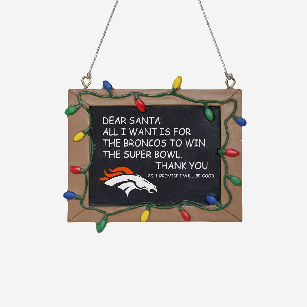 Denver Broncos Resin Chalkboard Sign Ornament FOCO - FOCO.com