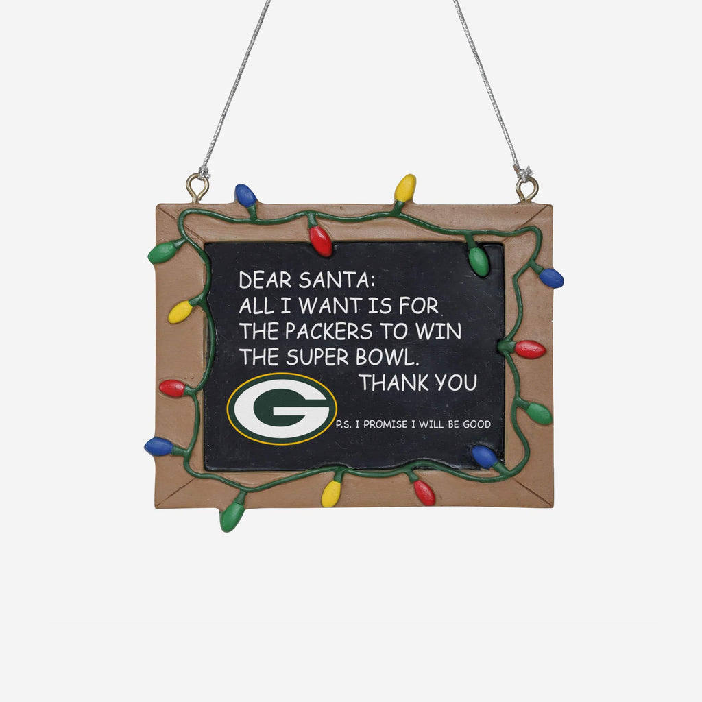 Green Bay Packers Resin Chalkboard Sign Ornament FOCO - FOCO.com