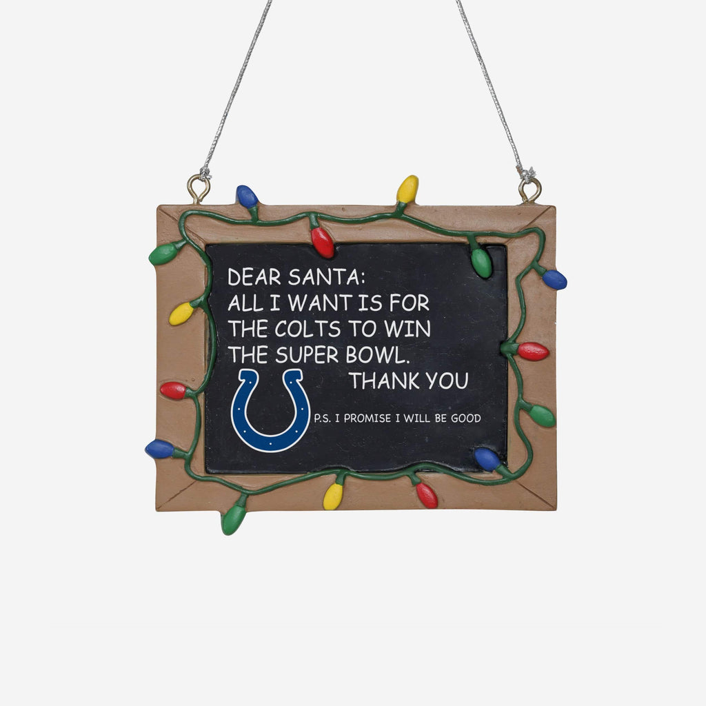 Indianapolis Colts Resin Chalkboard Sign Ornament FOCO - FOCO.com