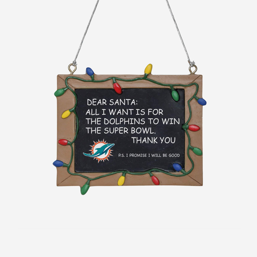 Miami Dolphins Resin Chalkboard Sign Ornament FOCO - FOCO.com