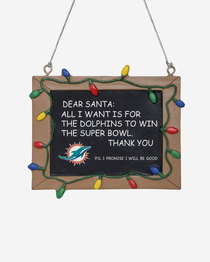 Miami Dolphins Resin Chalkboard Sign Ornament FOCO - FOCO.com