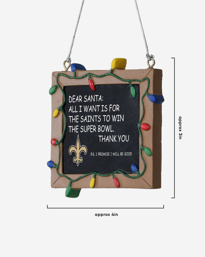 New Orleans Saints Resin Chalkboard Sign Ornament FOCO - FOCO.com