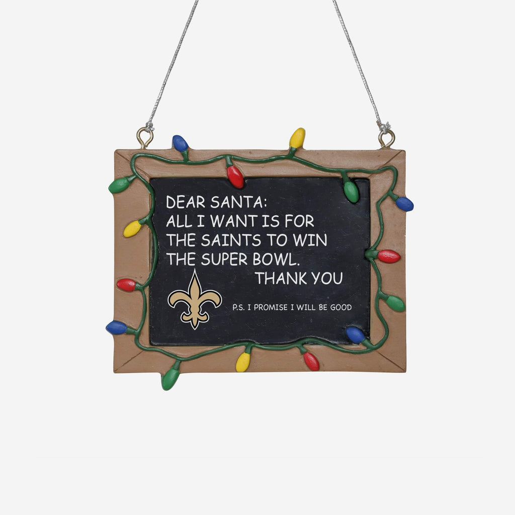 New Orleans Saints Resin Chalkboard Sign Ornament FOCO - FOCO.com