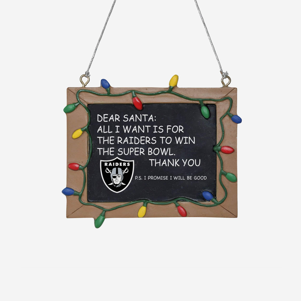 Las Vegas Raiders Resin Chalkboard Sign Ornament FOCO - FOCO.com