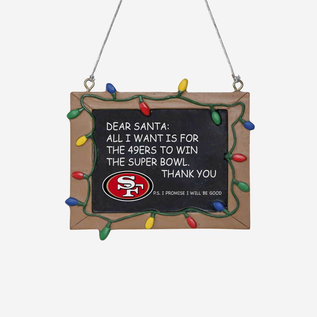 San Francisco 49ers Resin Chalkboard Sign Ornament FOCO - FOCO.com