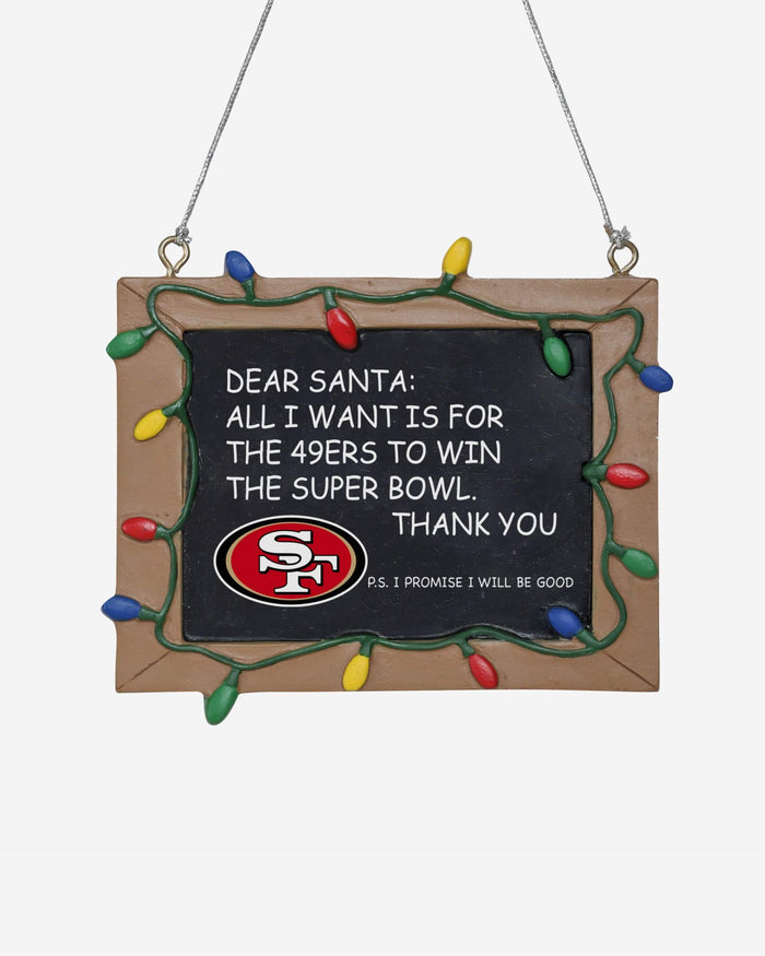 San Francisco 49ers Resin Chalkboard Sign Ornament FOCO - FOCO.com