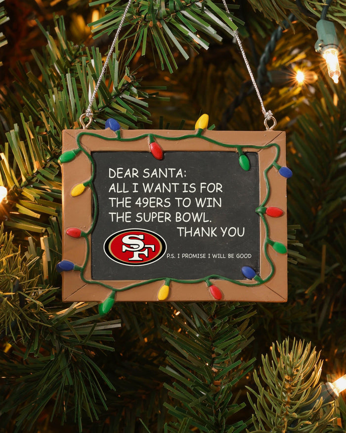 San Francisco 49ers Resin Chalkboard Sign Ornament FOCO - FOCO.com