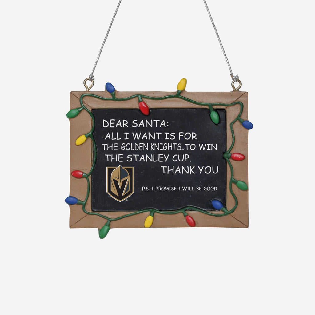 Vegas Golden Knights Resin Chalkboard Sign Ornament FOCO - FOCO.com