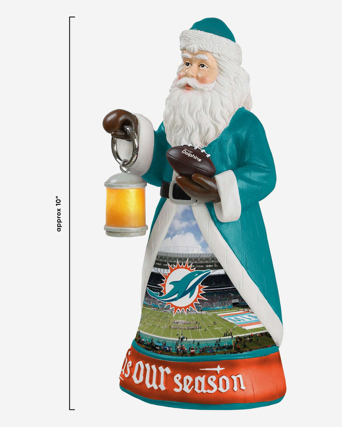 Miami Dolphins Santa Figure With Light Up Lantern FOCO - FOCO.com