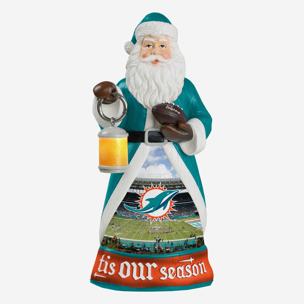 Miami Dolphins Santa Figure With Light Up Lantern FOCO - FOCO.com