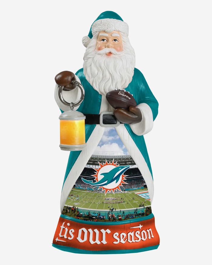 Miami Dolphins Santa Figure With Light Up Lantern FOCO - FOCO.com