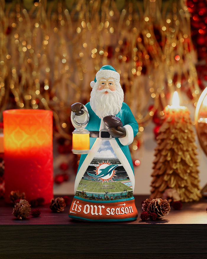 Miami Dolphins Santa Figure With Light Up Lantern FOCO - FOCO.com