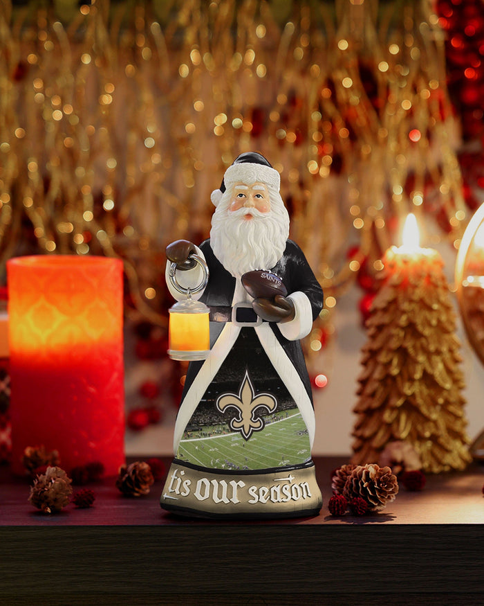 New Orleans Saints Santa Figure With Light Up Lantern FOCO - FOCO.com