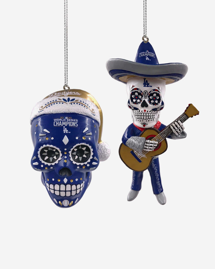 Los Angeles Dodgers 2020 World Series Champions Sugar Skull 2 Pack Ornament FOCO - FOCO.com