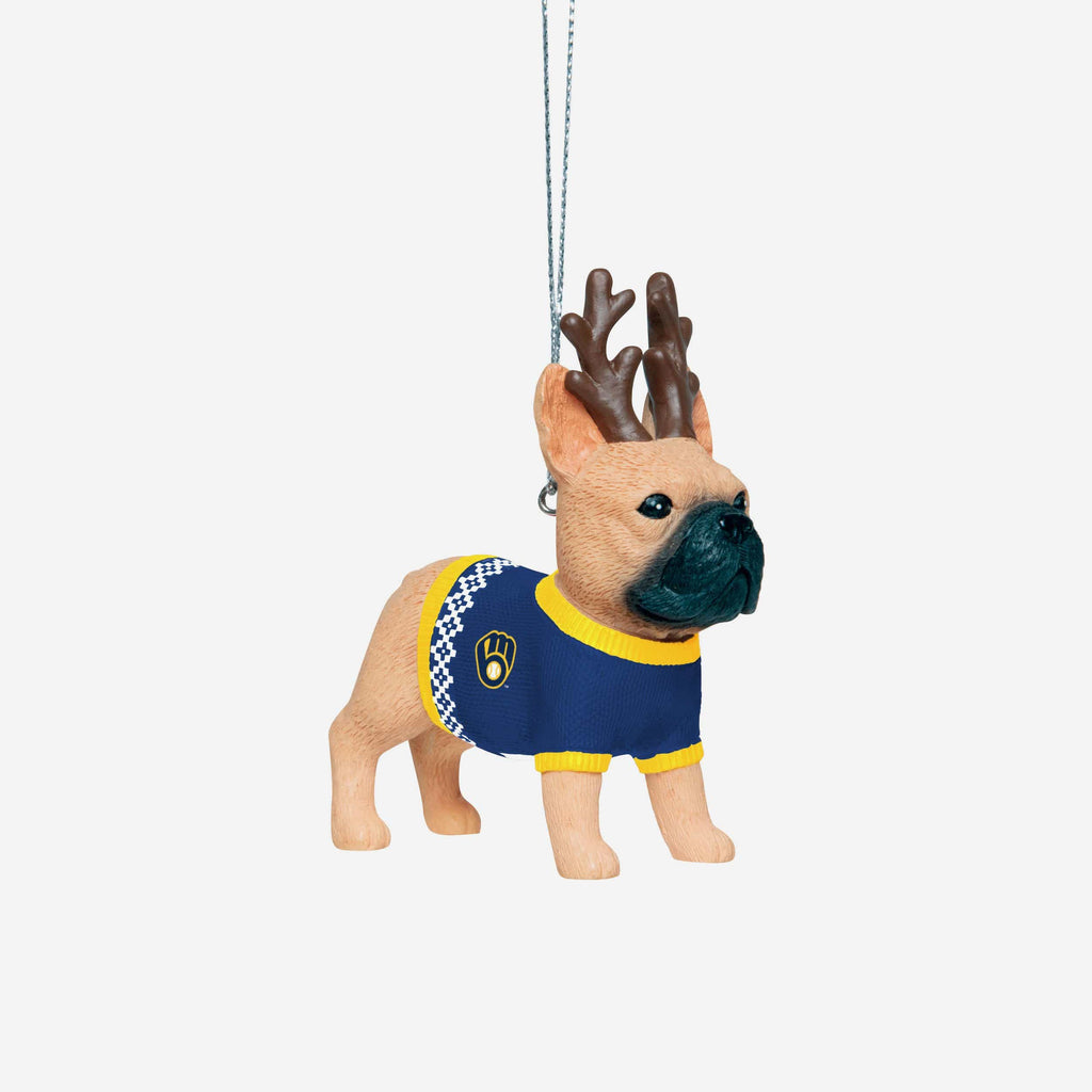 Milwaukee Brewers French Bulldog Wearing Sweater Ornament FOCO - FOCO.com