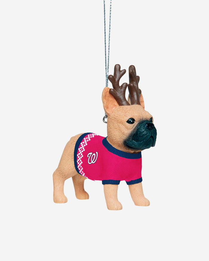 Washington Nationals French Bulldog Wearing Sweater Ornament FOCO - FOCO.com